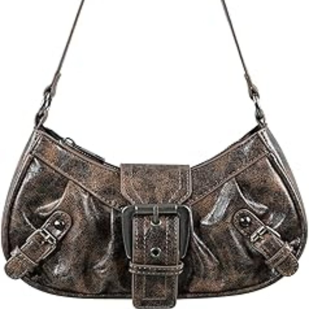 Y2K Shoulder Bag PU Leather‎ Hobo Bags for Women, Small Cute Purse